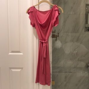 Blush pink drape front dress